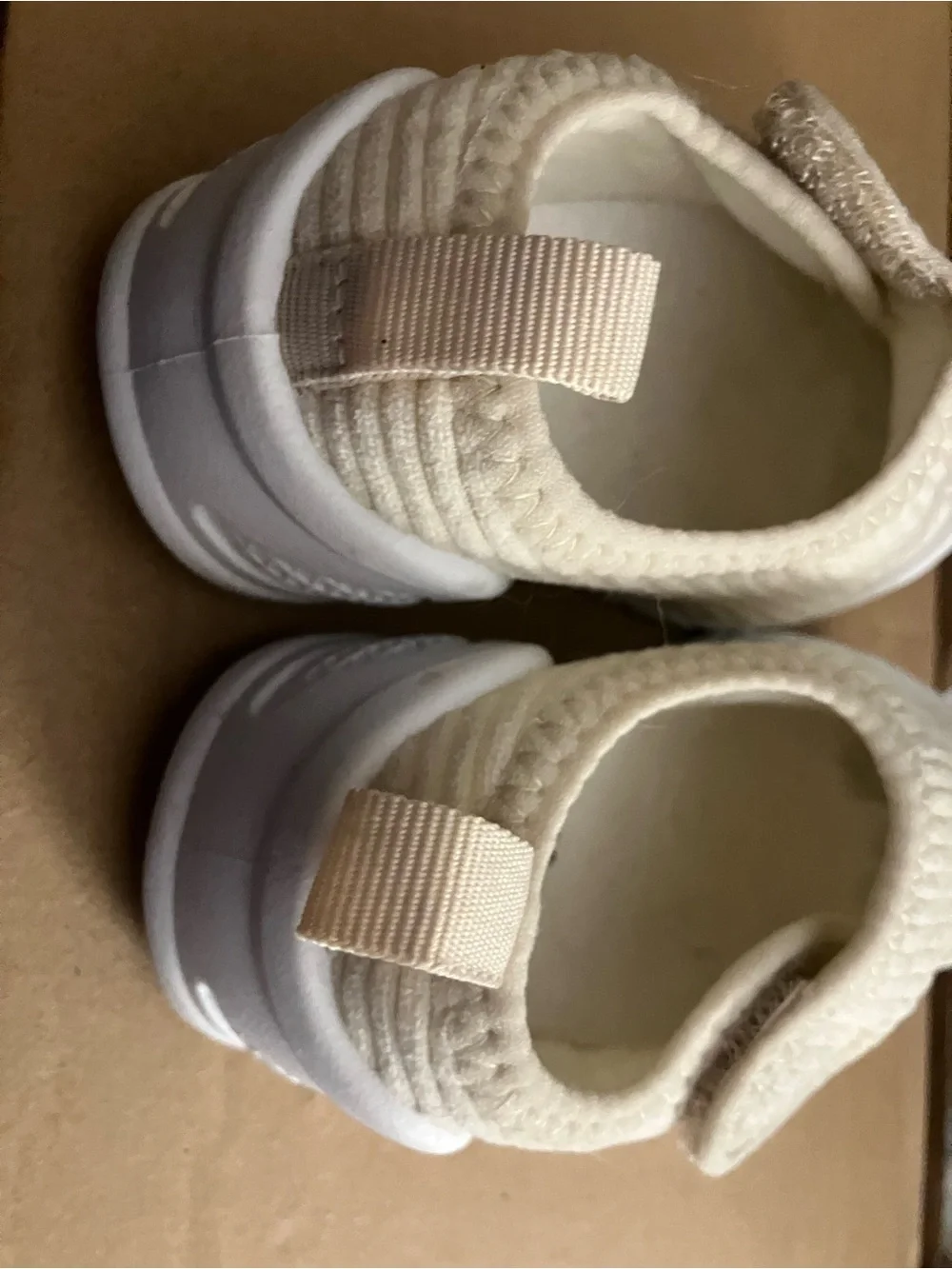 STO Kids Cream Ribbed Slip-On Baby Walkers
